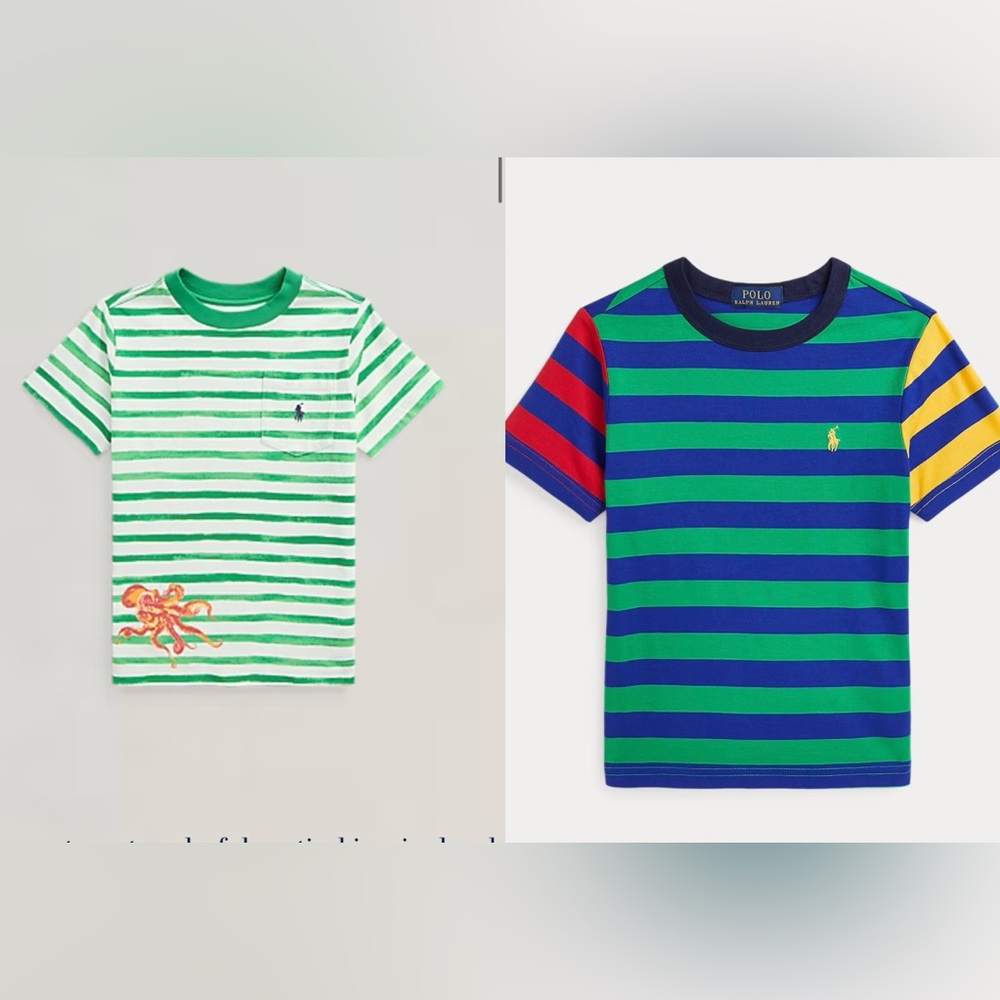 Polo by Ralph Lauren Kids Striped Tees in Green and Blue 4
